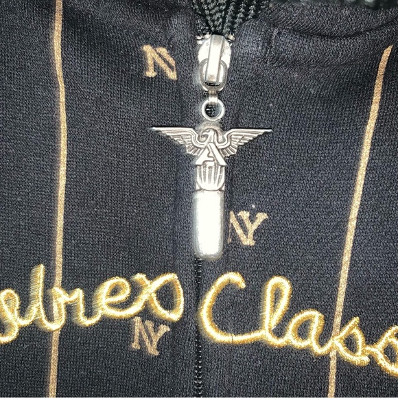 Avirex Classic Hoodie Size L Black Indian Chief Design & Arm Patches Zip Up NY - Picture 11 of 16